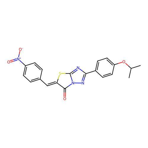 (5Z)-5-[(4-nitrophenyl)methylidene]-2-(4-propan-2-yloxyphenyl)-[1,3]thiazolo[3,2-b][1,2,4]triazol-6-one structure