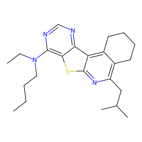 N-butyl-N-ethyl-5-(2-methylpropyl)-1,2,3,4-tetrahydropyrimido[4',5':4,5]thieno[2,3-c]isoquinolin-8-amine structure