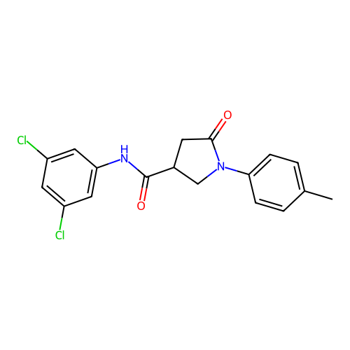 N-(3,5-dichlorophenyl)-1-(4-methylphenyl)-5-oxopyrrolidine-3-carboxamide structure
