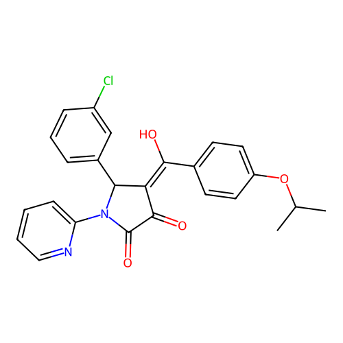 (4E)-5-(3-chlorophenyl)-4-[hydroxy-(4-propan-2-yloxyphenyl)methylidene]-1-pyridin-2-ylpyrrolidine-2,3-dione structure