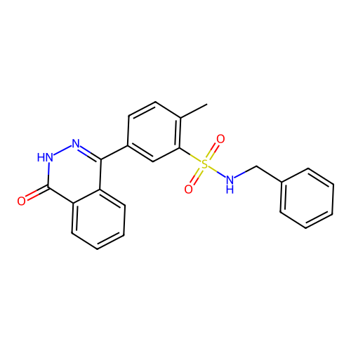 N-benzyl-2-methyl-5-(4-oxo-3,4-dihydrophthalazin-1-yl)benzenesulfonamide structure