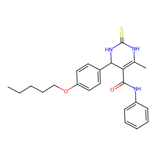 4-methyl-6-[4-(pentyloxy)phenyl]-N-phenyl-2-sulfanyl-1,6-dihydropyrimidine-5-carboxamide structure