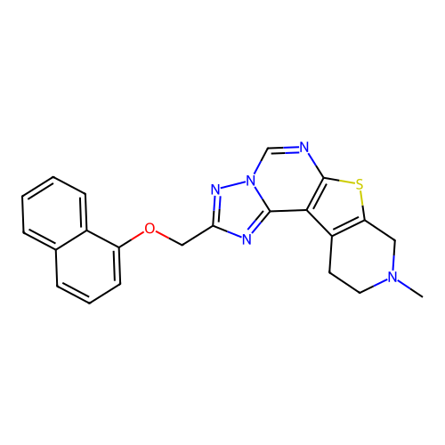 9-methyl-2-((naphthalen-1-yloxy)methyl)-8,9,10,11-tetrahydropyrido[4',3':4,5]thieno[3,2-e][1,2,4]triazolo[1,5-c]pyrimidine structure