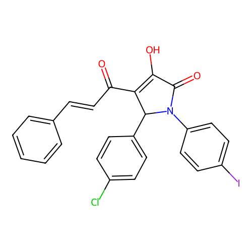 5-(4-chlorophenyl)-4-cinnamoyl-3-hydroxy-1-(4-iodophenyl)-1H-pyrrol-2(5H)-one structure