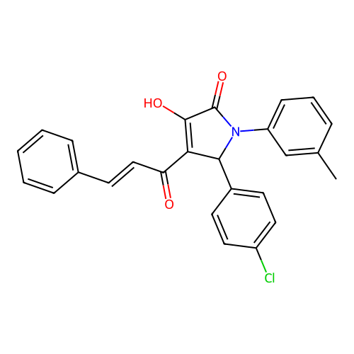 5-(4-chlorophenyl)-3-hydroxy-1-(3-methylphenyl)-4-(3-phenylprop-2-enoyl)-5H-pyrrol-2-one structure