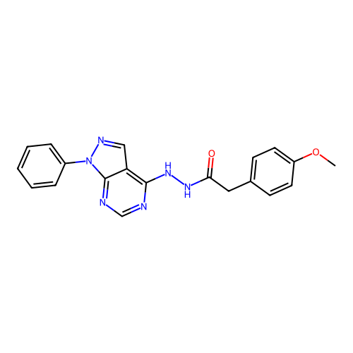 2-(4-methoxyphenyl)-N'-(1-phenyl-1H-pyrazolo[3,4-d]pyrimidin-4-yl)acetohydrazide structure