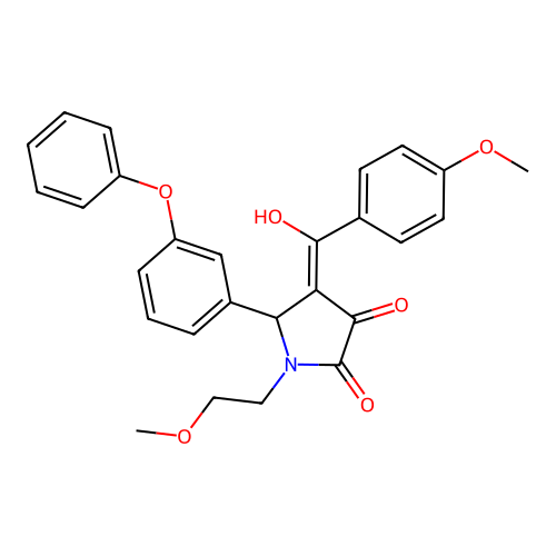 3-hydroxy-4-(4-methoxybenzoyl)-1-(2-methoxyethyl)-5-(3-phenoxyphenyl)-2,5-dihydro-1H-pyrrol-2-one structure