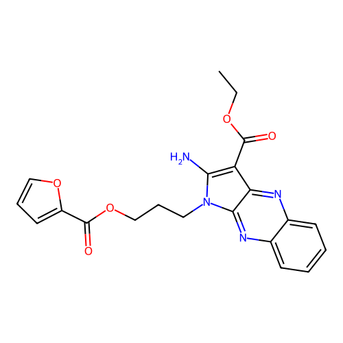 ethyl 2-amino-1-[3-(furan-2-carbonyloxy)propyl]pyrrolo[3,2-b]quinoxaline-3-carboxylate structure