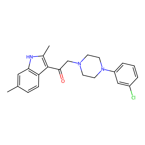 2-[4-(3-chlorophenyl)piperazin-1-yl]-1-(2,6-dimethyl-1H-indol-3-yl)ethanone structure