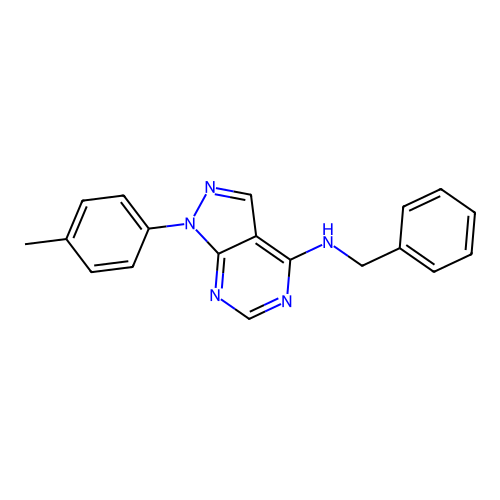 N-benzyl-1-(4-methylphenyl)-1H-pyrazolo[3,4-d]pyrimidin-4-amine structure