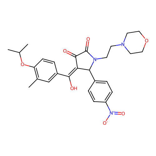 (4E)-4-[hydroxy-(3-methyl-4-propan-2-yloxyphenyl)methylidene]-1-(2-morpholin-4-ylethyl)-5-(4-nitrophenyl)pyrrolidine-2,3-dione structure