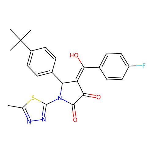 (4E)-5-(4-tert-butylphenyl)-4-[(4-fluorophenyl)(hydroxy)methylidene]-1-(5-methyl-1,3,4-thiadiazol-2-yl)pyrrolidine-2,3-dione structure