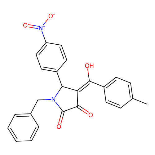 1-benzyl-3-hydroxy-4-(4-methylbenzoyl)-5-(4-nitrophenyl)-1,5-dihydro-2H-pyrrol-2-one structure