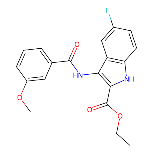 ethyl 5-fluoro-3-{[(3-methoxyphenyl)carbonyl]amino}-1H-indole-2-carboxylate structure