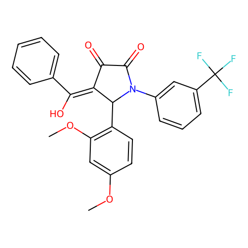 (4E)-5-(2,4-dimethoxyphenyl)-4-[hydroxy(phenyl)methylidene]-1-[3-(trifluoromethyl)phenyl]pyrrolidine-2,3-dione structure