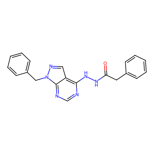 N'-(1-benzyl-1H-pyrazolo[3,4-d]pyrimidin-4-yl)-2-phenylacetohydrazide structure