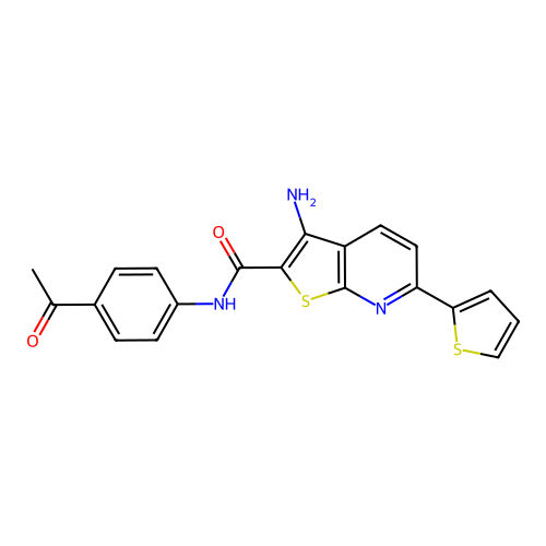 N-(4-acetylphenyl)-3-amino-6-(thiophen-2-yl)thieno[2,3-b]pyridine-2-carboxamide structure