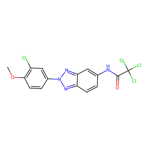 2,2,2-trichloro-N-[2-(3-chloro-4-methoxyphenyl)-2H-benzotriazol-5-yl]acetamide structure