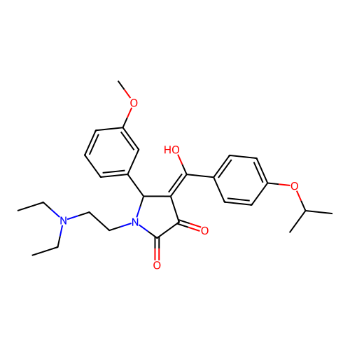 (4E)-1-(2-diethylaminoethyl)-4-[hydroxy-(4-propan-2-yloxyphenyl)methylidene]-5-(3-methoxyphenyl)pyrrolidine-2,3-dione structure