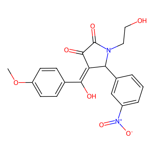 3-hydroxy-1-(2-hydroxyethyl)-4-(4-methoxybenzoyl)-5-(3-nitrophenyl)-1H-pyrrol-2(5H)-one structure