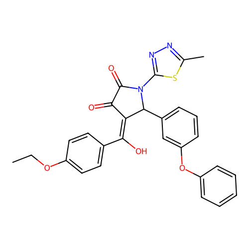 (4E)-4-[(4-ethoxyphenyl)(hydroxy)methylidene]-1-(5-methyl-1,3,4-thiadiazol-2-yl)-5-(3-phenoxyphenyl)pyrrolidine-2,3-dione structure