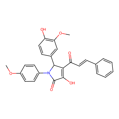 (4E)-5-(4-hydroxy-3-methoxyphenyl)-4-[(2E)-1-hydroxy-3-phenylprop-2-en-1-ylidene]-1-(4-methoxyphenyl)pyrrolidine-2,3-dione structure