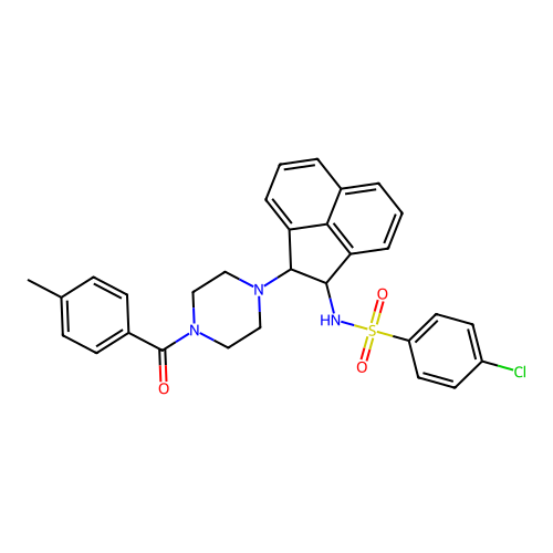 4-chloro-N-[2-[4-(4-methylbenzoyl)piperazin-1-yl]acenaphthen-1-yl]benzenesulfonamide structure