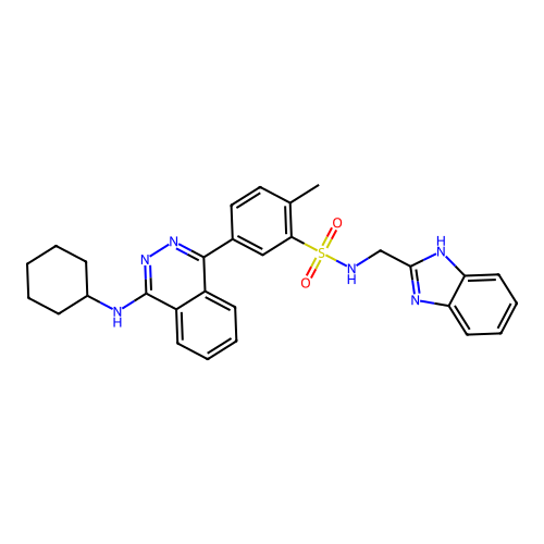 N-(1H-benzimidazol-2-ylmethyl)-5-[4-(cyclohexylamino)phthalazin-1-yl]-2-methylbenzenesulfonamide structure