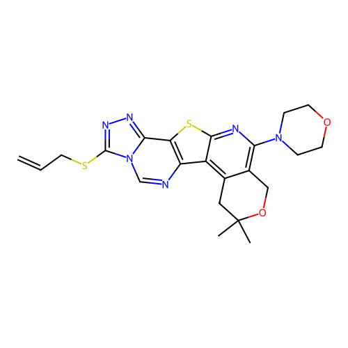 3-(ALLYLSULFANYL)-8,8-DIMETHYL-11-MORPHOLINO-7,10-DIHYDRO-8H-PYRANO[4'',3'':4',5']PYRIDO[3',2':4,5]THIENO[2,3-E][1,2,4]TRIAZOLO[4,3-C]PYRIMIDINE structure