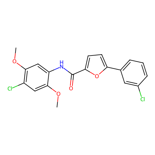 N-(4-chloro-2,5-dimethoxyphenyl)-5-(3-chlorophenyl)furan-2-carboxamide structure