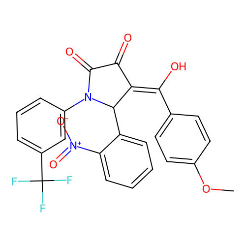 (4Z)-4-[hydroxy-(4-methoxyphenyl)methylidene]-5-(2-nitrophenyl)-1-[3-(trifluoromethyl)phenyl]pyrrolidine-2,3-dione structure