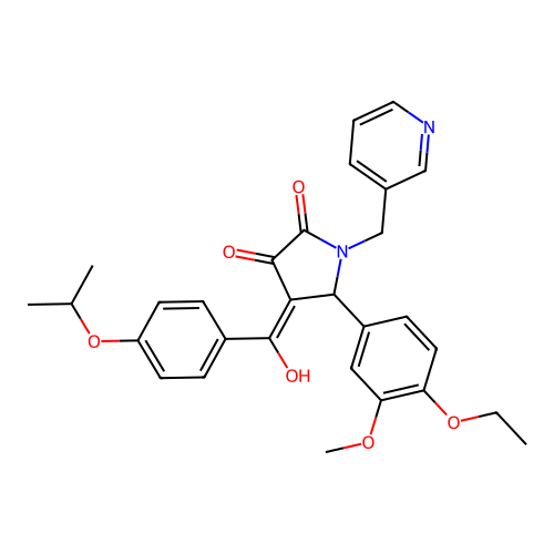 (4E)-5-(4-ethoxy-3-methoxyphenyl)-4-[hydroxy-(4-propan-2-yloxyphenyl)methylidene]-1-(pyridin-3-ylmethyl)pyrrolidine-2,3-dione structure