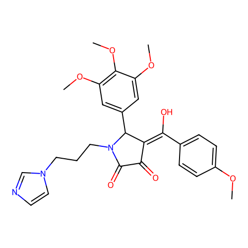 (4E)-4-[hydroxy-(4-methoxyphenyl)methylidene]-1-(3-imidazol-1-ylpropyl)-5-(3,4,5-trimethoxyphenyl)pyrrolidine-2,3-dione structure