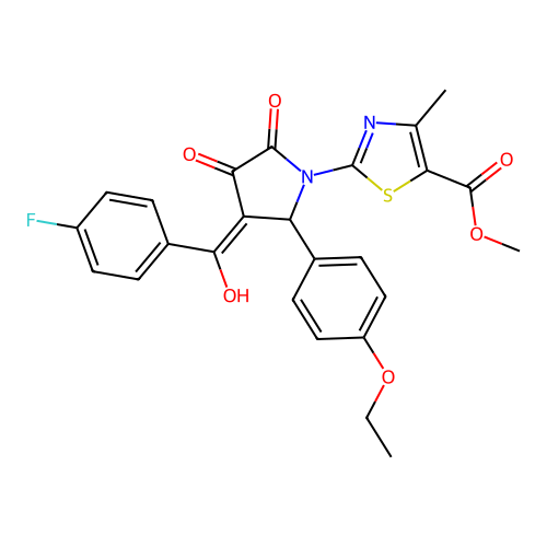methyl 2-(2-(4-ethoxyphenyl)-3-(4-fluorobenzoyl)-4-hydroxy-5-oxo-2,5-dihydro-1H-pyrrol-1-yl)-4-methylthiazole-5-carboxylate structure