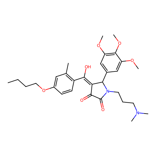 (4E)-4-[(4-butoxy-2-methylphenyl)-hydroxymethylidene]-1-[3-(dimethylamino)propyl]-5-(3,4,5-trimethoxyphenyl)pyrrolidine-2,3-dione structure