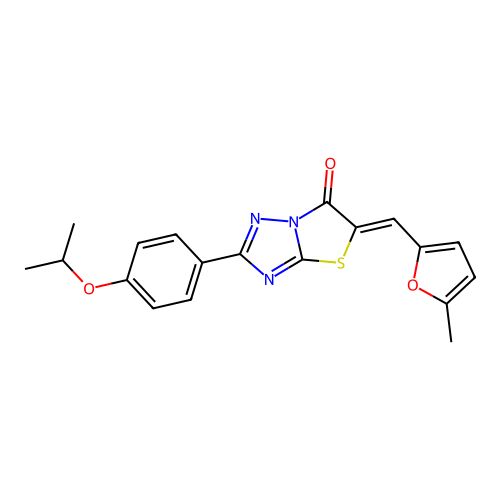 (Z)-2-(4-isopropoxyphenyl)-5-((5-methylfuran-2-yl)methylene)thiazolo[3,2-b][1,2,4]triazol-6(5H)-one structure