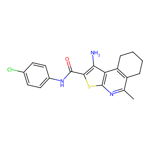 1-amino-N-(4-chlorophenyl)-5-methyl-6,7,8,9-tetrahydrothieno[2,3-c]isoquinoline-2-carboxamide structure