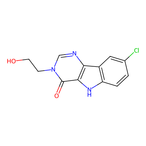 8-chloro-3-(2-hydroxyethyl)-3,5-dihydro-4H-pyrimido[5,4-b]indol-4-one structure