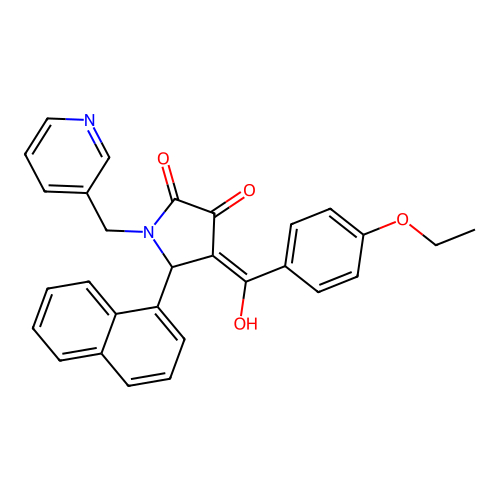 (4E)-4-[(4-ethoxyphenyl)(hydroxy)methylidene]-5-(naphthalen-1-yl)-1-(pyridin-3-ylmethyl)pyrrolidine-2,3-dione structure