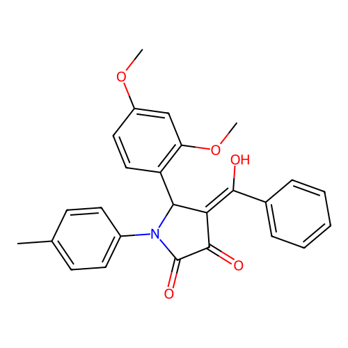 (4E)-5-(2,4-dimethoxyphenyl)-4-[hydroxy(phenyl)methylidene]-1-(4-methylphenyl)pyrrolidine-2,3-dione structure
