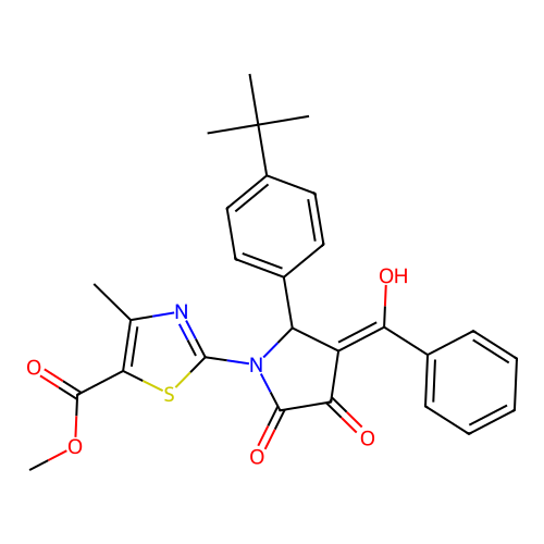 methyl 2-(3-benzoyl-2-(4-(tert-butyl)phenyl)-4-hydroxy-5-oxo-2,5-dihydro-1H-pyrrol-1-yl)-4-methylthiazole-5-carboxylate structure