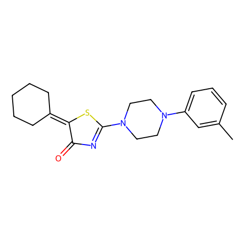 5-Cyclohexylidene-2-[4-(3-methylphenyl)piperazin-1-yl]-1,3-thiazol-4-one structure