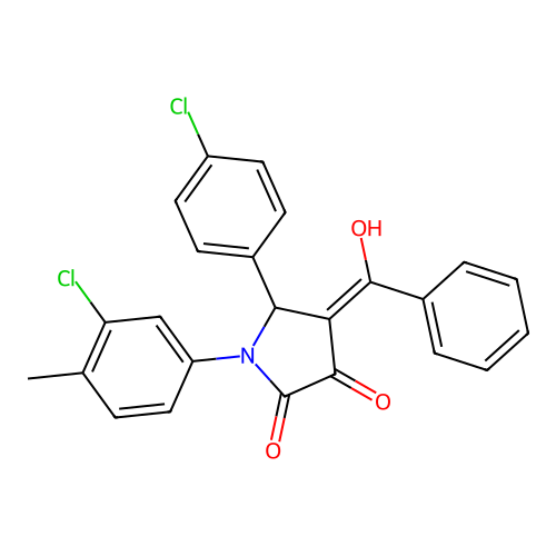 (4E)-1-(3-chloro-4-methylphenyl)-5-(4-chlorophenyl)-4-[hydroxy(phenyl)methylidene]pyrrolidine-2,3-dione structure