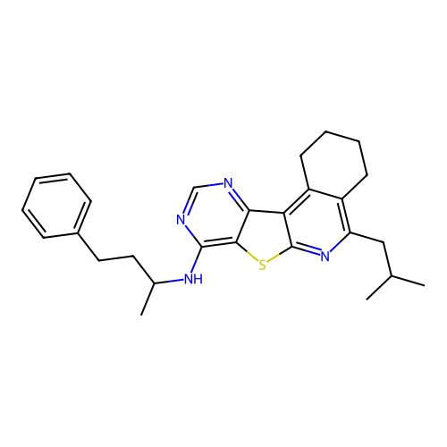 5-(2-methylpropyl)-N-(4-phenylbutan-2-yl)-1,2,3,4-tetrahydropyrimido[4',5':4,5]thieno[2,3-c]isoquinolin-8-amine structure
