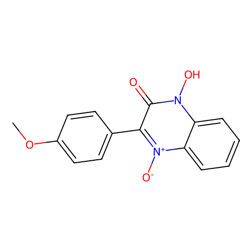 1-hydroxy-3-(4-methoxyphenyl)quinoxalin-2(1H)-one 4-oxide structure