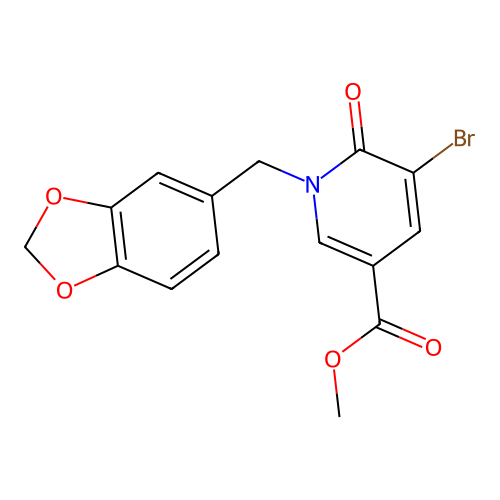 Methyl 1-(1,3-benzodioxol-5-ylmethyl)-5-bromo-6-oxopyridine-3-carboxylate structure