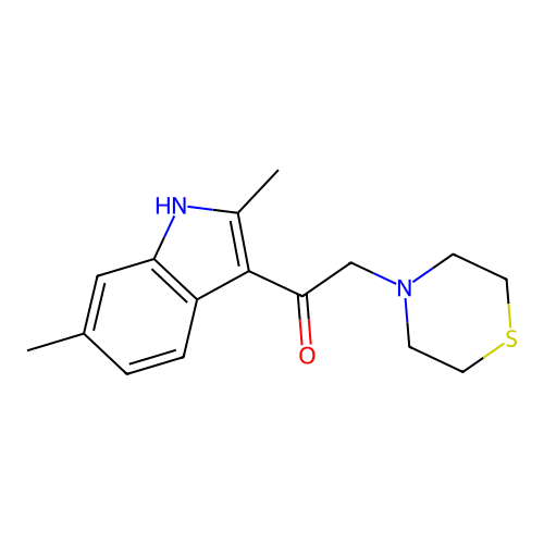 1-(2,6-dimethyl-1H-indol-3-yl)-2-(thiomorpholin-4-yl)ethanone structure