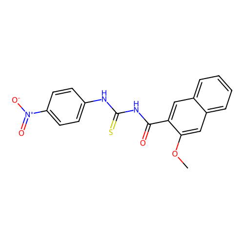 3-methoxy-N-[(4-nitrophenyl)carbamothioyl]naphthalene-2-carboxamide structure