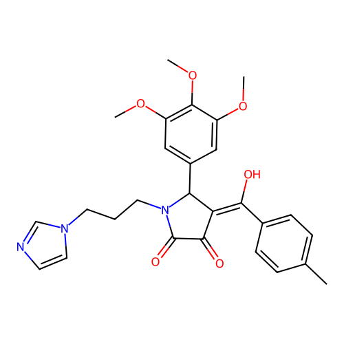 (4E)-4-[hydroxy(4-methylphenyl)methylidene]-1-[3-(1H-imidazol-1-yl)propyl]-5-(3,4,5-trimethoxyphenyl)pyrrolidine-2,3-dione structure