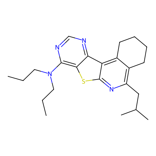 5-(2-methylpropyl)-N,N-dipropyl-1,2,3,4-tetrahydropyrimido[4',5':4,5]thieno[2,3-c]isoquinolin-8-amine structure